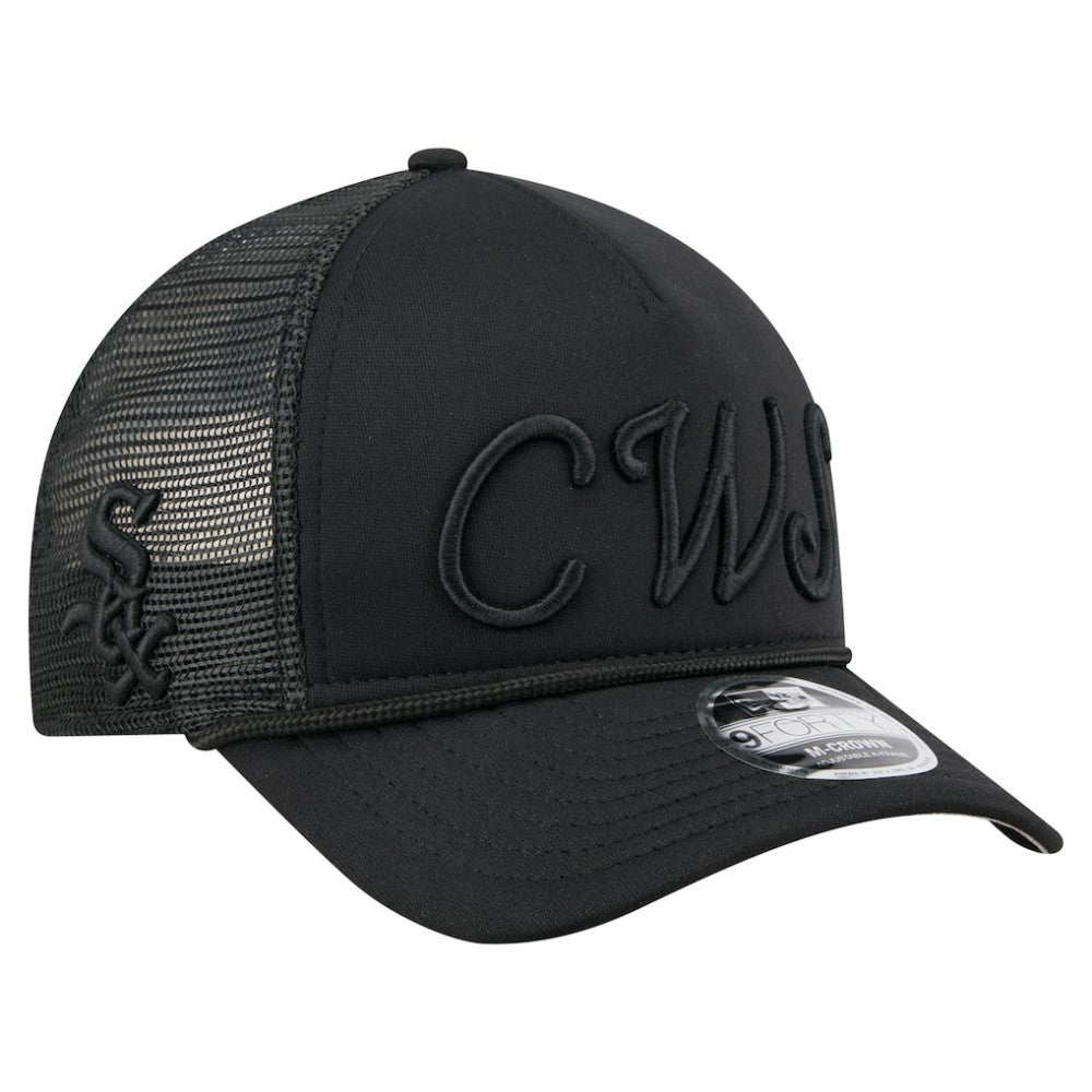 Chicago White Sox New Era City Initial 9FORTY A-Frame M-Crown Adjustable Trucker Hat - Black Hats