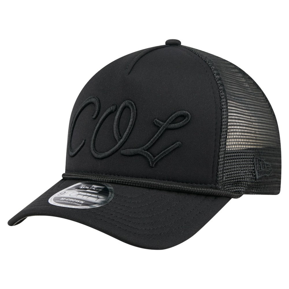 Colorado Rockies New Era City Initial 9FORTY A-Frame M-Crown Adjustable Trucker Hat - Black Hats