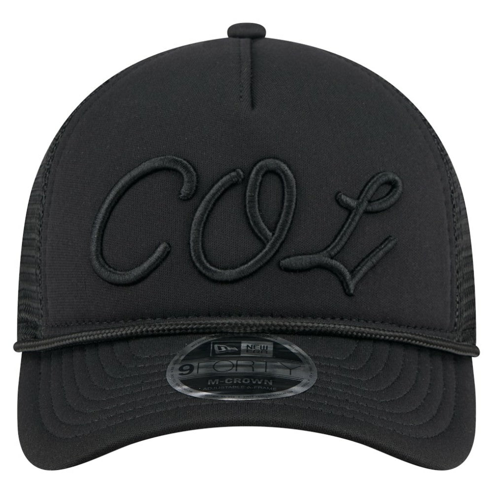 Colorado Rockies New Era City Initial 9FORTY A-Frame M-Crown Adjustable Trucker Hat - Black Hats
