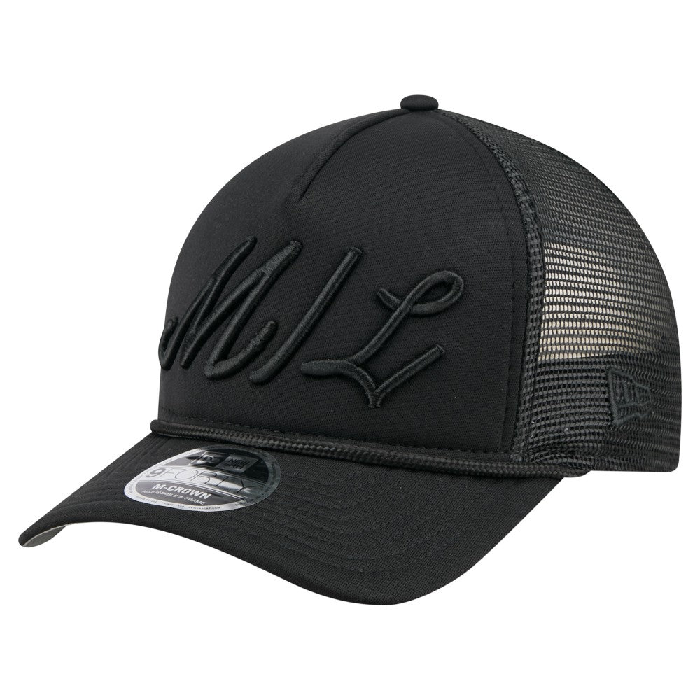 Milwaukee Brewers New Era City Initial 9FORTY A-Frame M-Crown Adjustable Trucker Hat - Black Hats