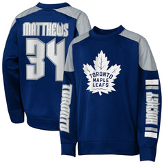 NHL Auston Matthews Toronto Maple Leafs Outerstuff Youth Best Defense Name & Number Crewneck Sweatshirt - Blue