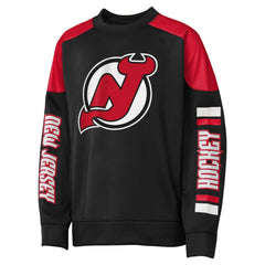 NHL Jack Hughes New Jersey Devils Outerstuff Youth Best Defense Name & Number Crewneck Sweatshirt - Black