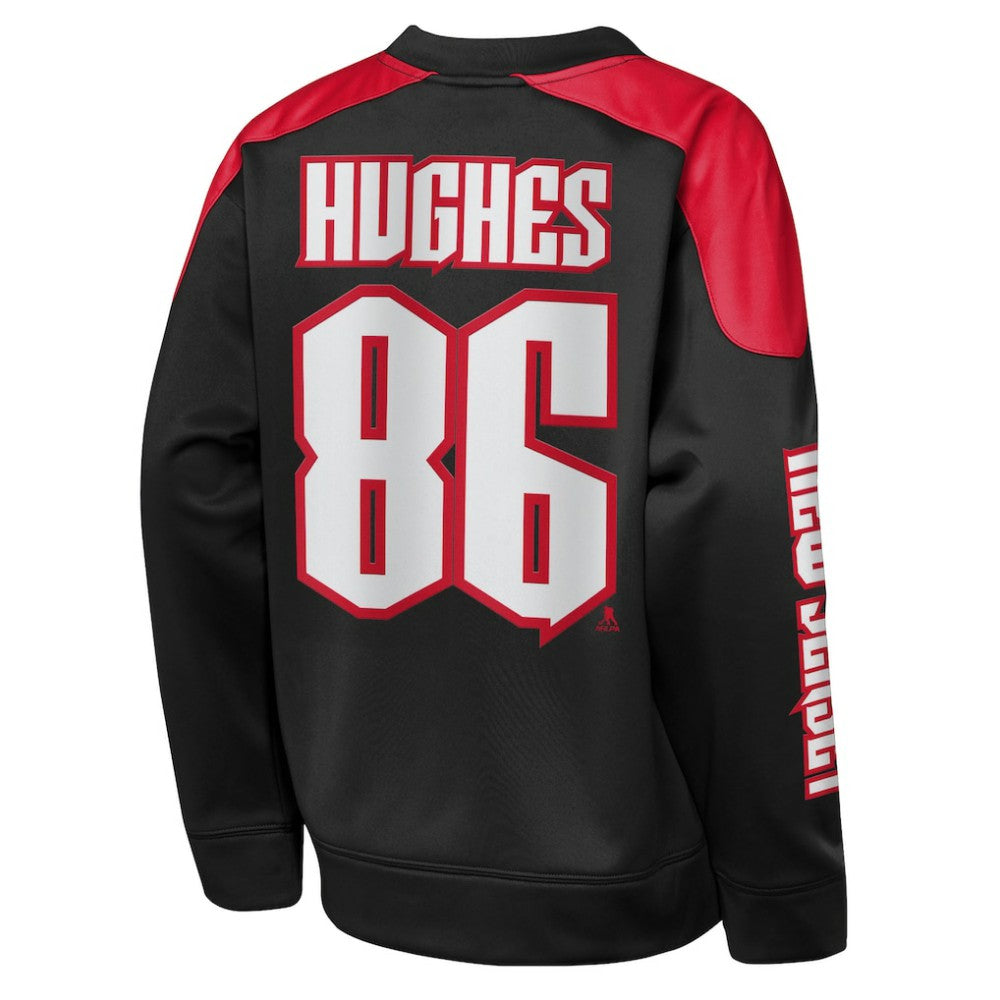 NHL Jack Hughes New Jersey Devils Outerstuff Youth Best Defense Name & Number Crewneck Sweatshirt - Black