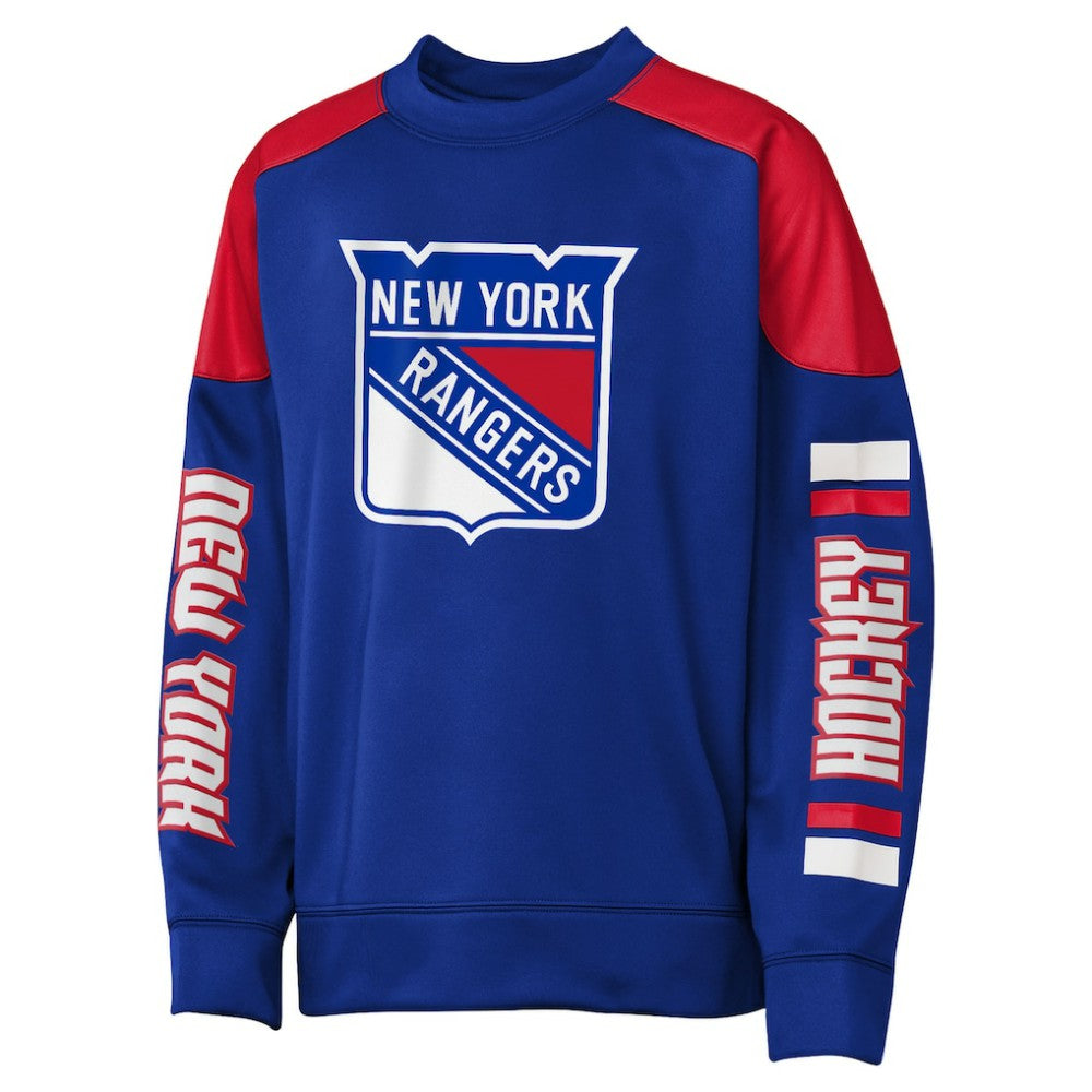 NHL Igor Shesterkin New York Rangers Outerstuff Youth Best Defense Name & Number Crewneck Sweatshirt - Blue