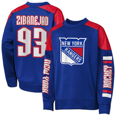 NHL Mika Zibanejad New York Rangers Outerstuff Youth Best Defense Name & Number Crewneck Sweatshirt - Blue
