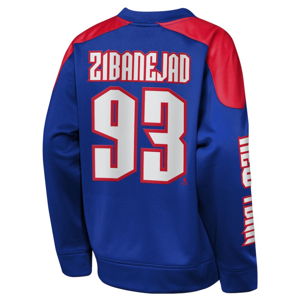 NHL Mika Zibanejad New York Rangers Outerstuff Youth Best Defense Name & Number Crewneck Sweatshirt - Blue