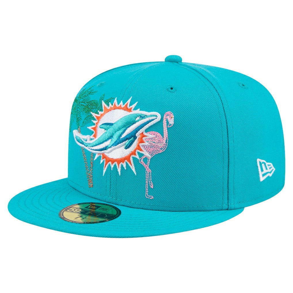 Miami Dolphins New Era State Stitch 59FIFTY Fitted Hat Aqua