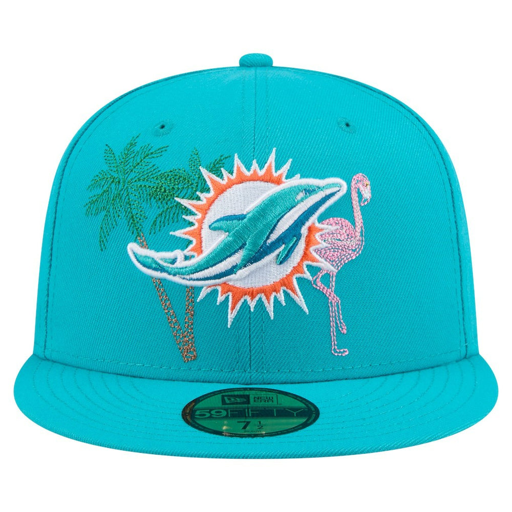 Miami Dolphins New Era State Stitch 59FIFTY Fitted Hat Aqua