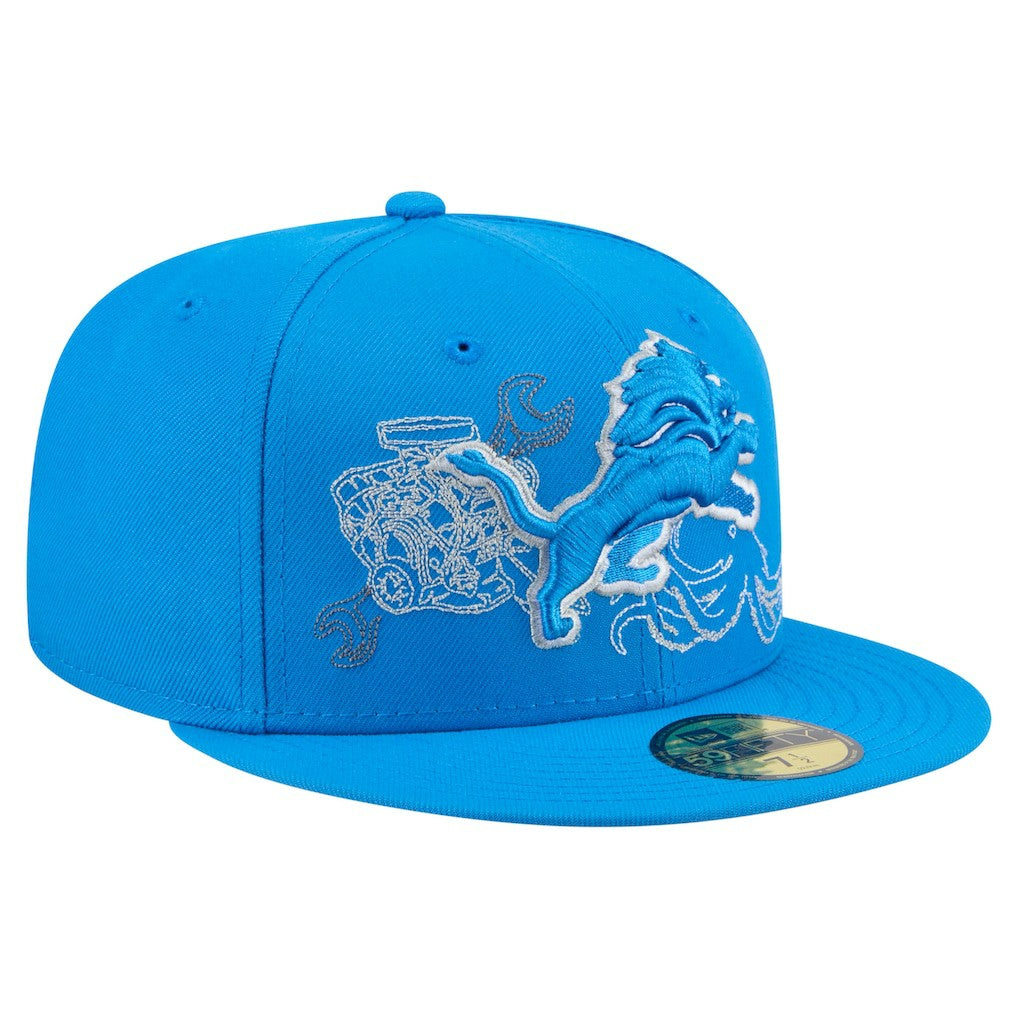 Detroit Lions New Era State Stitch 59FIFTY Fitted Hat Blue