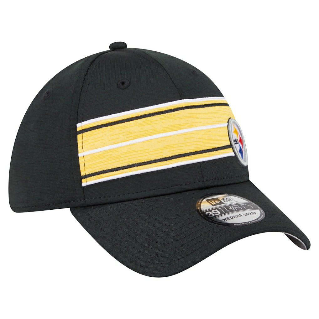 Pittsburgh Steelers New Era Stripes 39THIRTY Flex Hat Black