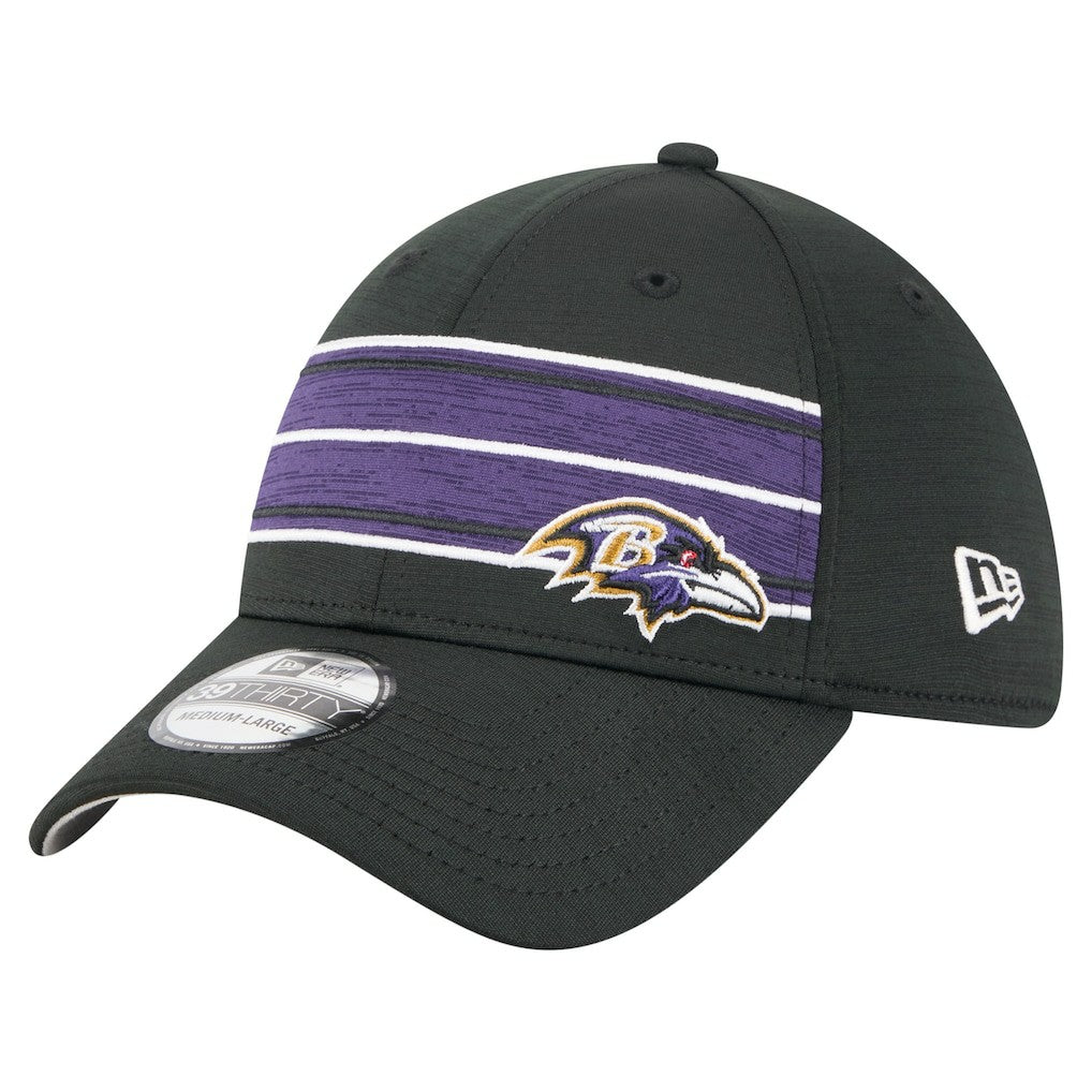 Baltimore Ravens New Era Stripes 39THIRTY Flex Hat Black