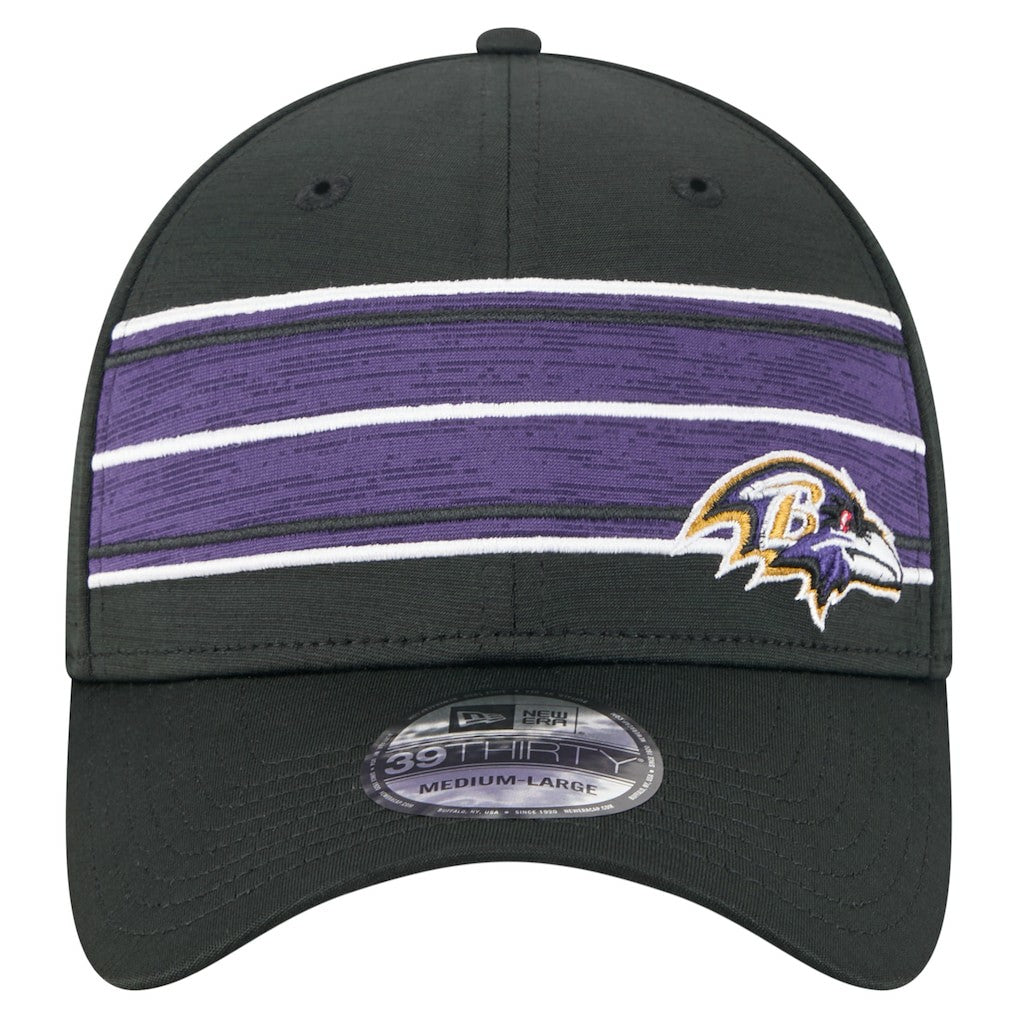 Baltimore Ravens New Era Stripes 39THIRTY Flex Hat Black
