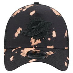 Miami Dolphins New Era Bleached 9FORTY A-Frame Adjustable Hat Black