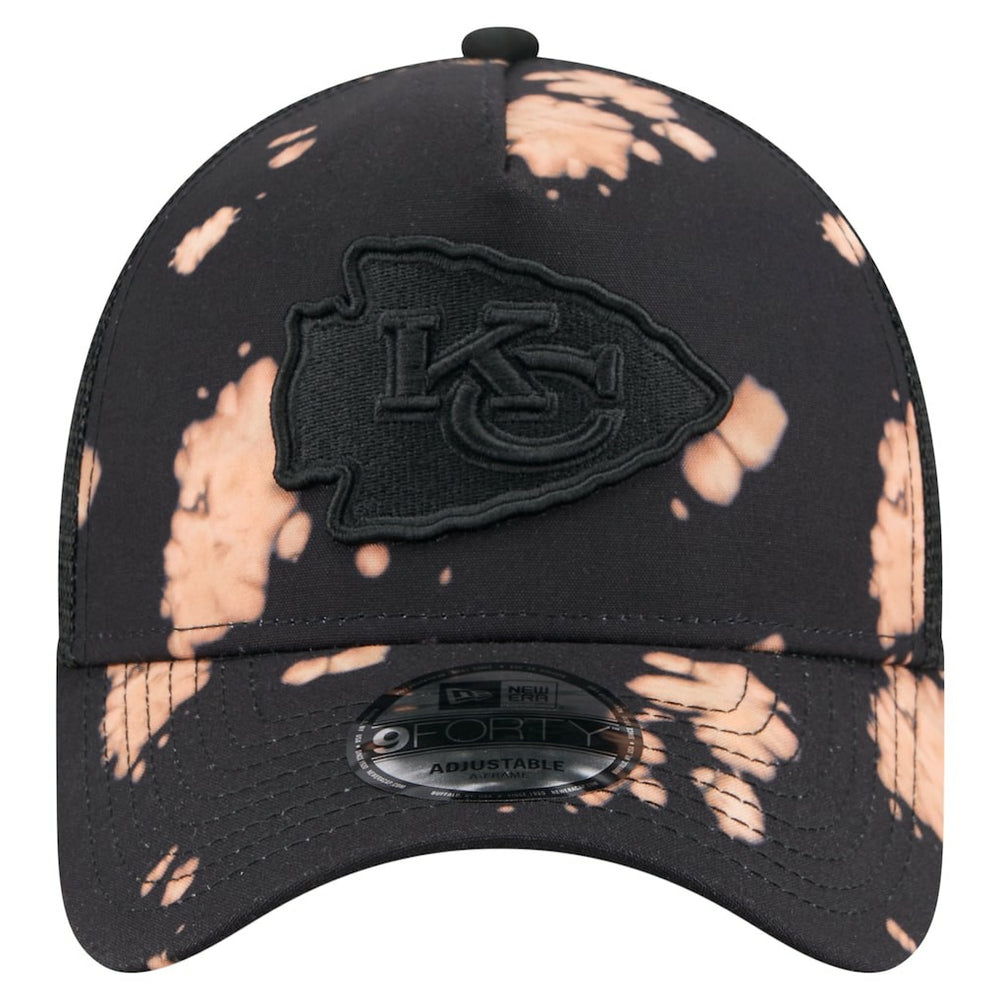 Kansas City Chiefs New Era Bleached 9FORTY A-Frame Adjustable Hat Black