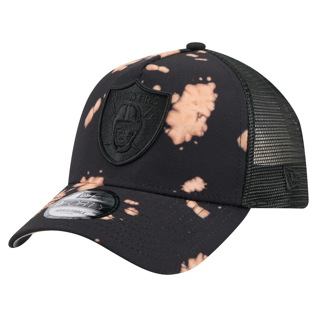 Las Vegas Raiders New Era Bleached 9FORTY A-Frame Adjustable Hat Black