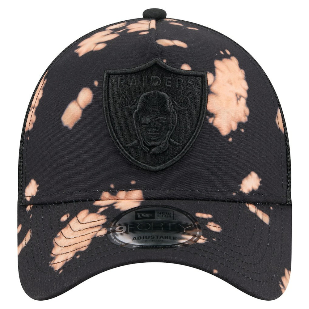 Las Vegas Raiders New Era Bleached 9FORTY A-Frame Adjustable Hat Black