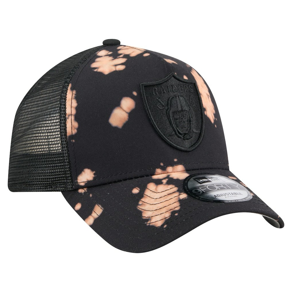 Las Vegas Raiders New Era Bleached 9FORTY A-Frame Adjustable Hat Black