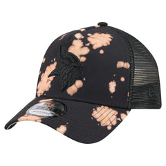 Minnesota Vikings New Era Bleached A-Frame 9FORTY Trucker Adjustable Hat Black
