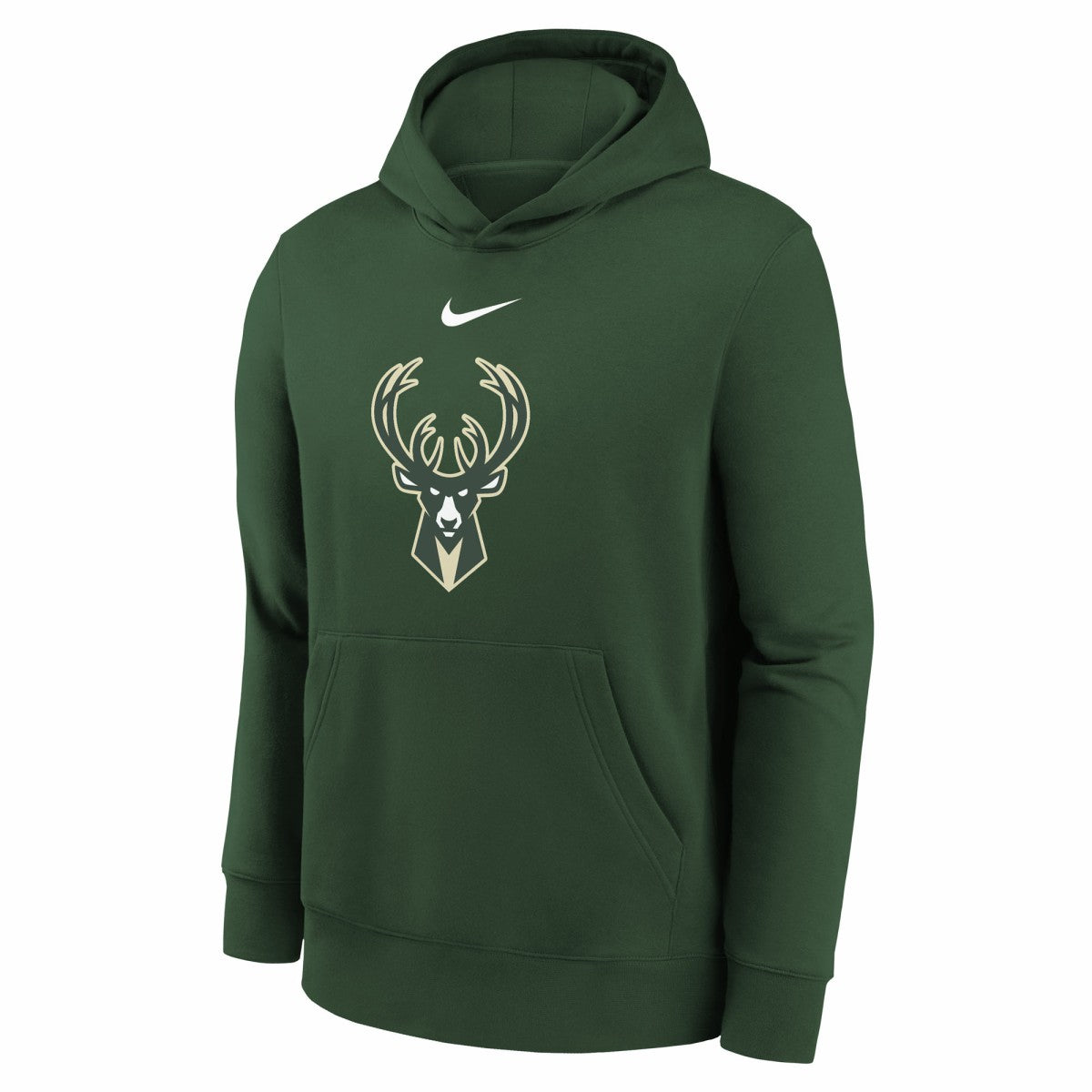 Milwaukee Bucks Youth 2025/26 Club Fleece Hoodie Hunter Green