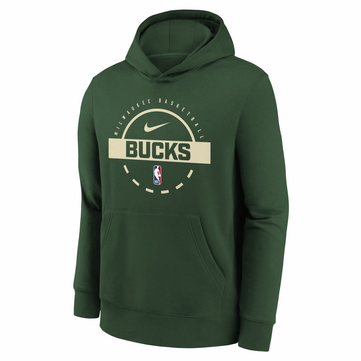 Milwaukee Bucks Youth 2025/26 Club Fleece Practice Hoodie Hunter Green