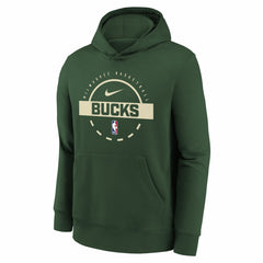 Milwaukee Bucks Youth 2025/26 Club Fleece Practice Hoodie Hunter Green