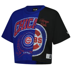 Chicago Cubs New Era Women's Upcycled Colorblocked Boxy Cropped T-Shirt - Royal T-shirts