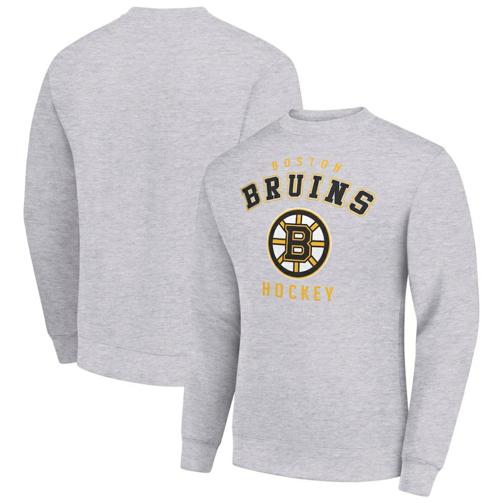 NHL Boston Bruins Men's Starter Team Logo Fleece Pullover Sweatshirt - Heather Gray