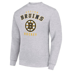 NHL Boston Bruins Men's Starter Team Logo Fleece Pullover Sweatshirt - Heather Gray