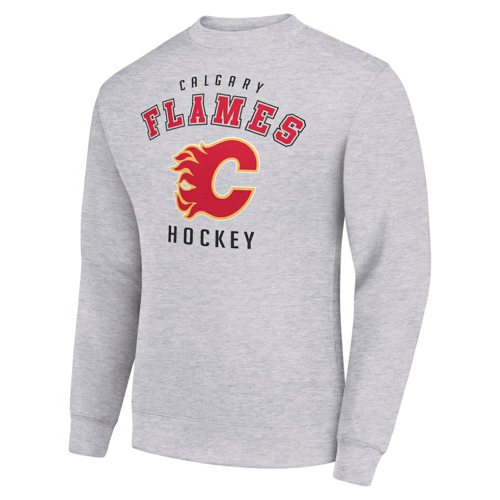 NHL Calgary Flames Men's Starter Team Logo Fleece Pullover Sweatshirt - Heather Gray