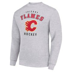 NHL Calgary Flames Men's Starter Team Logo Fleece Pullover Sweatshirt - Heather Gray