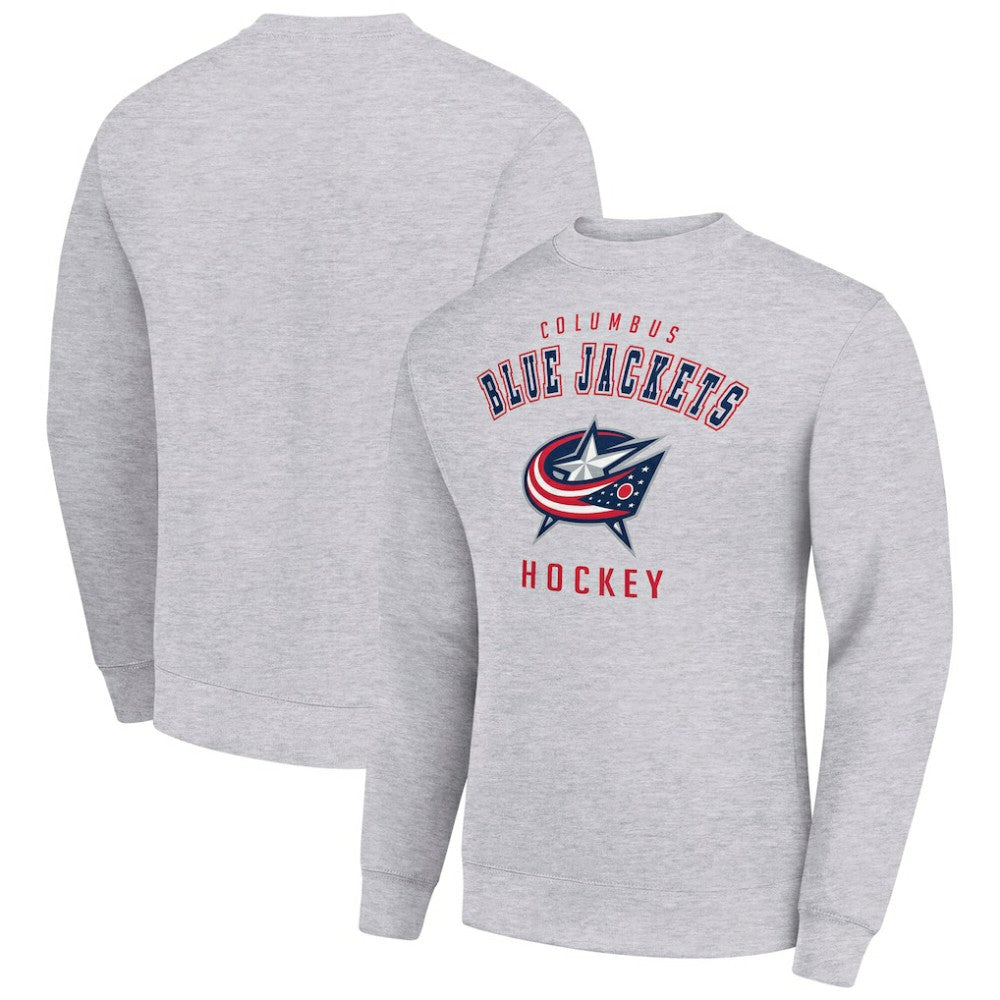 NHL Columbus Blue Jackets Men's Starter Team Logo Fleece Pullover Sweatshirt - Heather Gray
