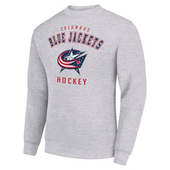 NHL Columbus Blue Jackets Men's Starter Team Logo Fleece Pullover Sweatshirt - Heather Gray