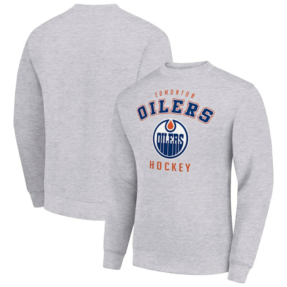 NHL Edmonton Oilers Men's Starter Team Logo Fleece Pullover Sweatshirt - Heather Gray
