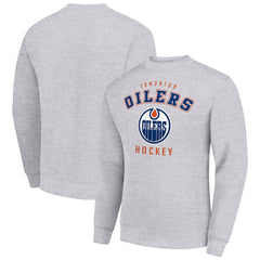 NHL Edmonton Oilers Men's Starter Team Logo Fleece Pullover Sweatshirt - Heather Gray