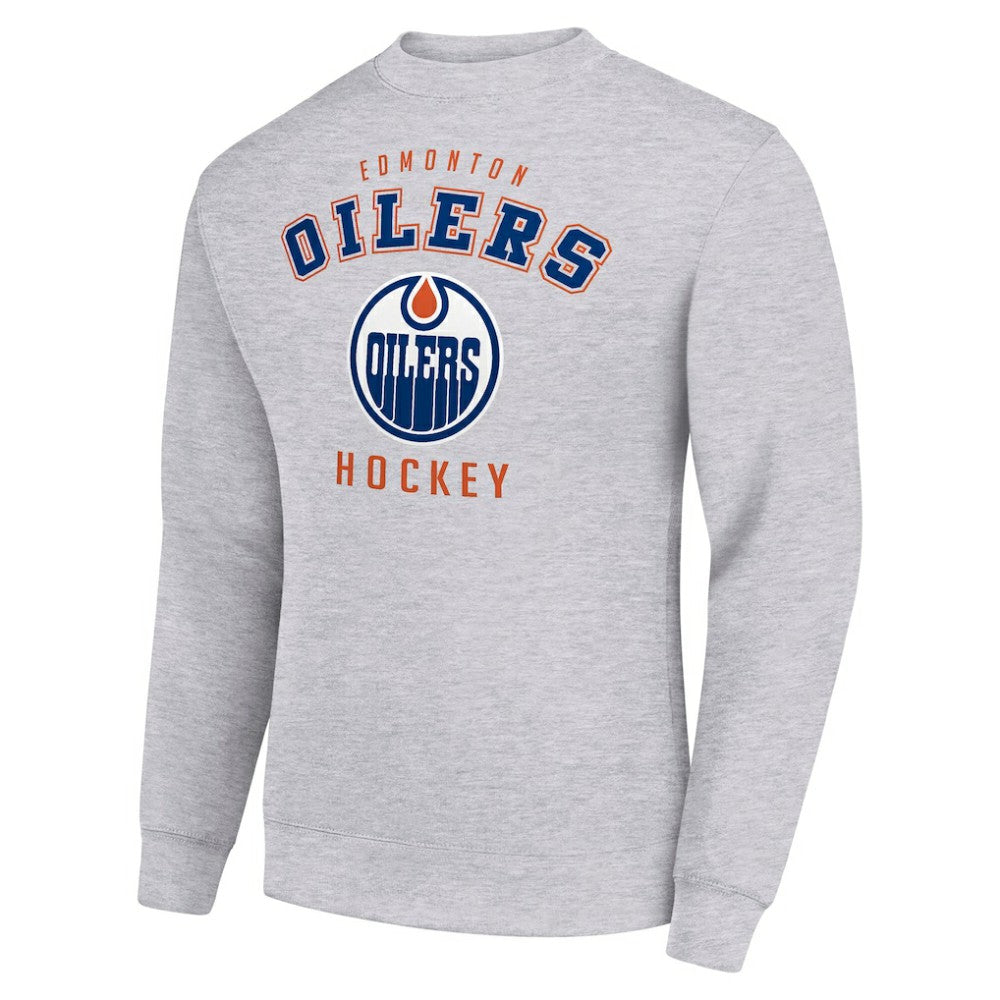 NHL Edmonton Oilers Men's Starter Team Logo Fleece Pullover Sweatshirt - Heather Gray
