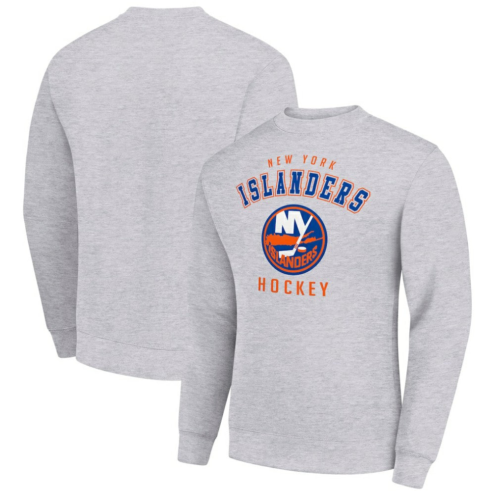 NHL New York Islanders Men's Starter Team Logo Fleece Pullover Sweatshirt - Heather Gray