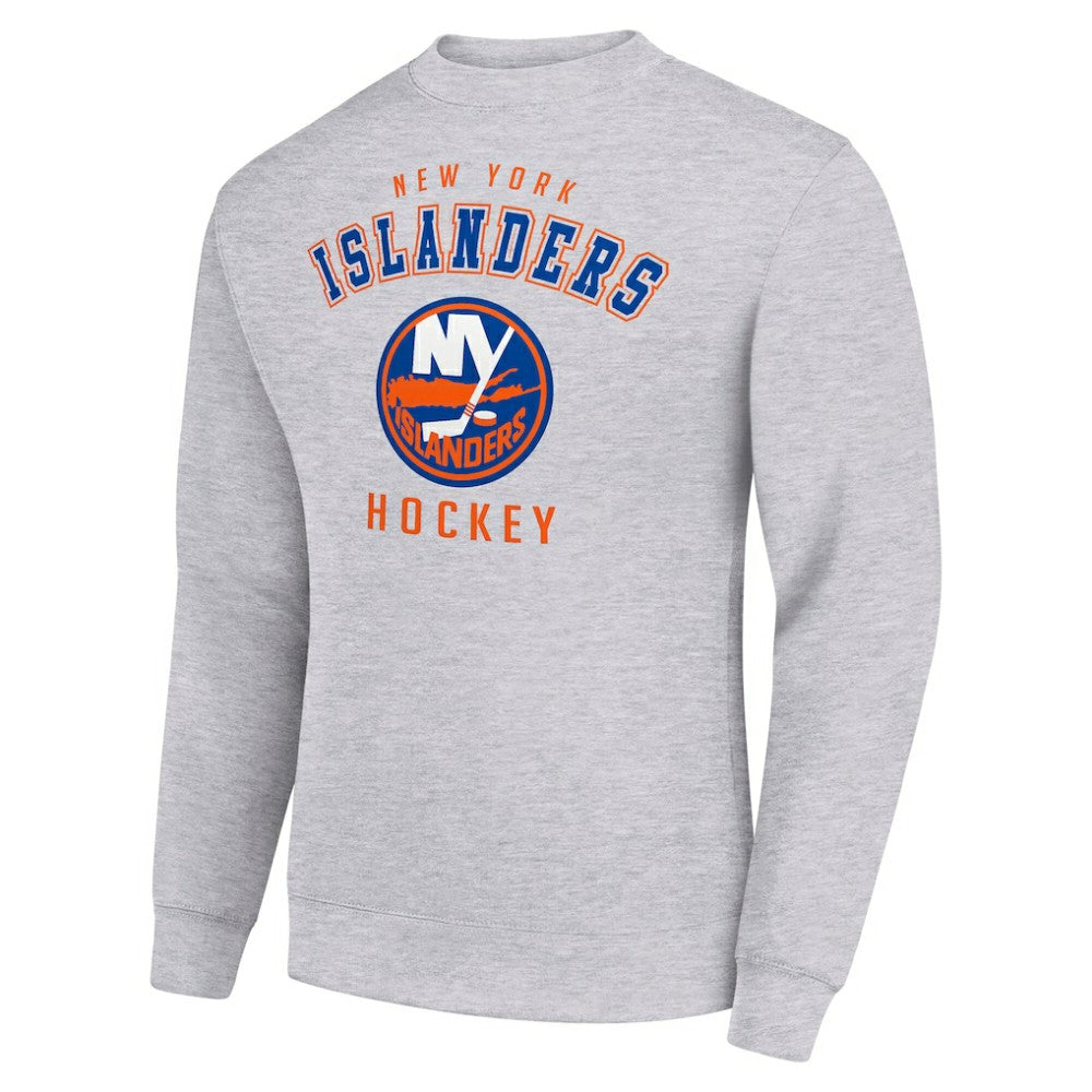 NHL New York Islanders Men's Starter Team Logo Fleece Pullover Sweatshirt - Heather Gray