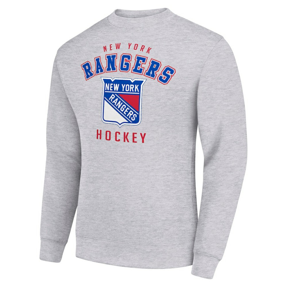 NHL New York Rangers Men's Starter Team Logo Fleece Pullover Sweatshirt - Heather Gray