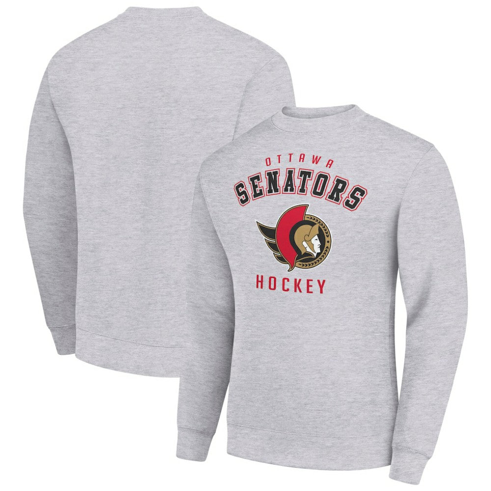 NHL Ottawa Senators Men's Starter Team Logo Fleece Pullover Sweatshirt - Heather Gray
