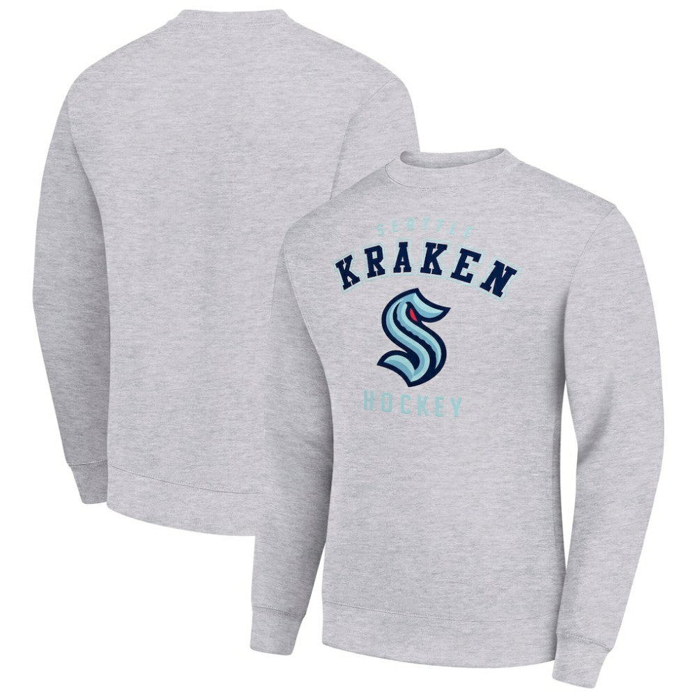 NHL Seattle Kraken Men's Starter Team Logo Fleece Pullover Sweatshirt - Heather Gray