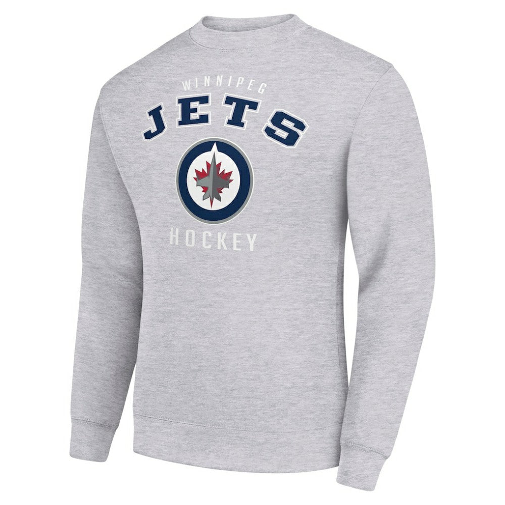 NHL Winnipeg Jets Men's Starter Team Logo Fleece Pullover Sweatshirt - Heather Gray