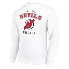 NHL New Jersey Devils Men's Starter Team Logo Fleece Pullover Sweatshirt - White