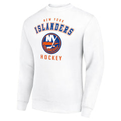 NHL New York Islanders Men's Starter Team Logo Fleece Pullover Sweatshirt - White