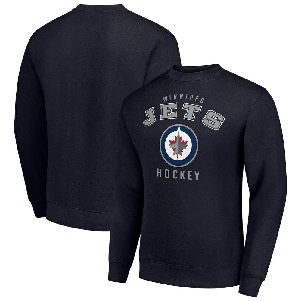NHL Winnipeg Jets Men's Starter Team Logo Fleece Pullover Sweatshirt - Navy