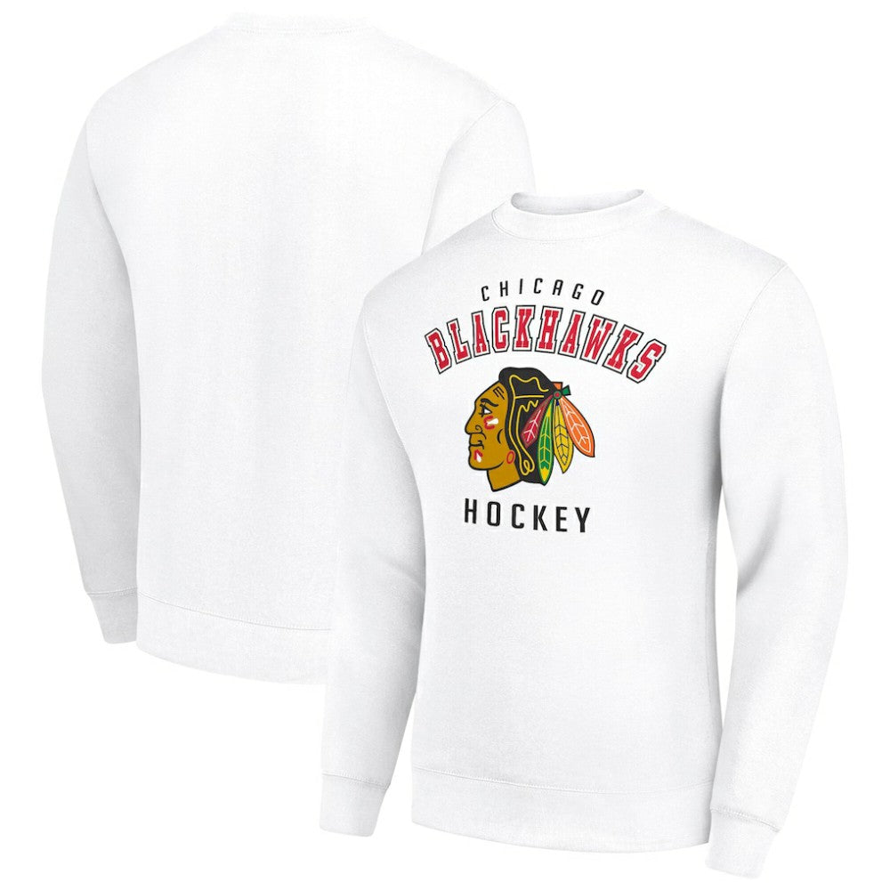 NHL Chicago Blackhawks Men's Starter Team Logo Fleece Pullover Sweatshirt - White