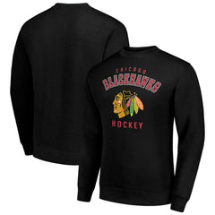NHL Chicago Blackhawks Men's Starter Team Logo Fleece Pullover Sweatshirt - Black