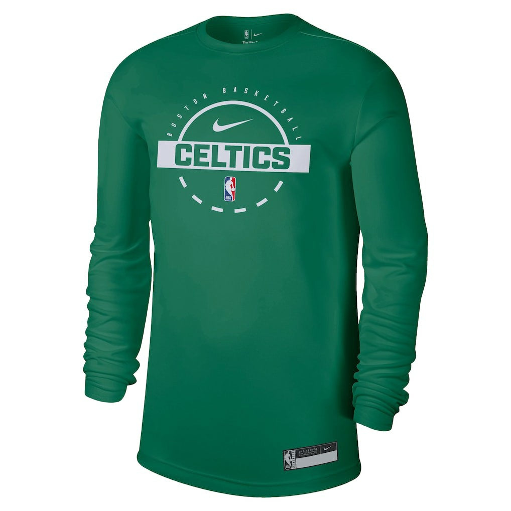Boston Celtics 2025/26 On-Court Flare Dri-FIT Practice Long Sleeve Tri-Blend T-Shirt Kelly Green