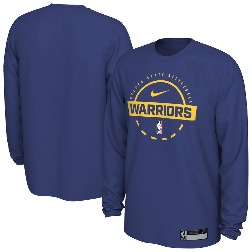 Golden State Warriors 2025/26 On-Court Flare Dri-FIT Practice Long Sleeve Tri-Blend T-Shirt Royal
