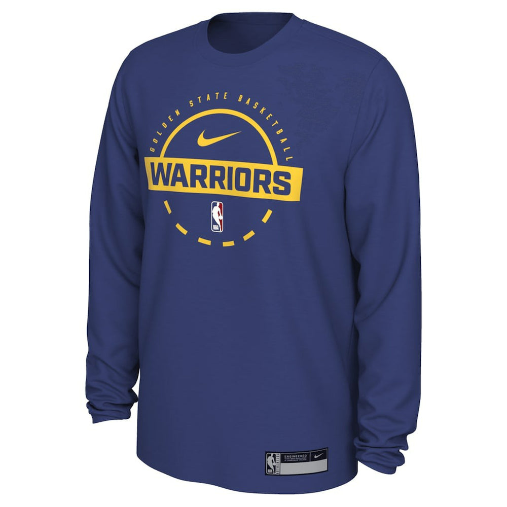 Golden State Warriors 2025/26 On-Court Flare Dri-FIT Practice Long Sleeve Tri-Blend T-Shirt Royal
