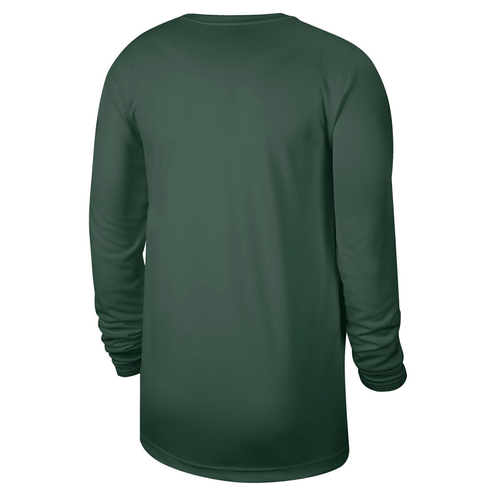 Milwaukee Bucks 2025/26 On-Court Flare Dri-FIT Practice Long Sleeve Tri-Blend T-Shirt Hunter Green